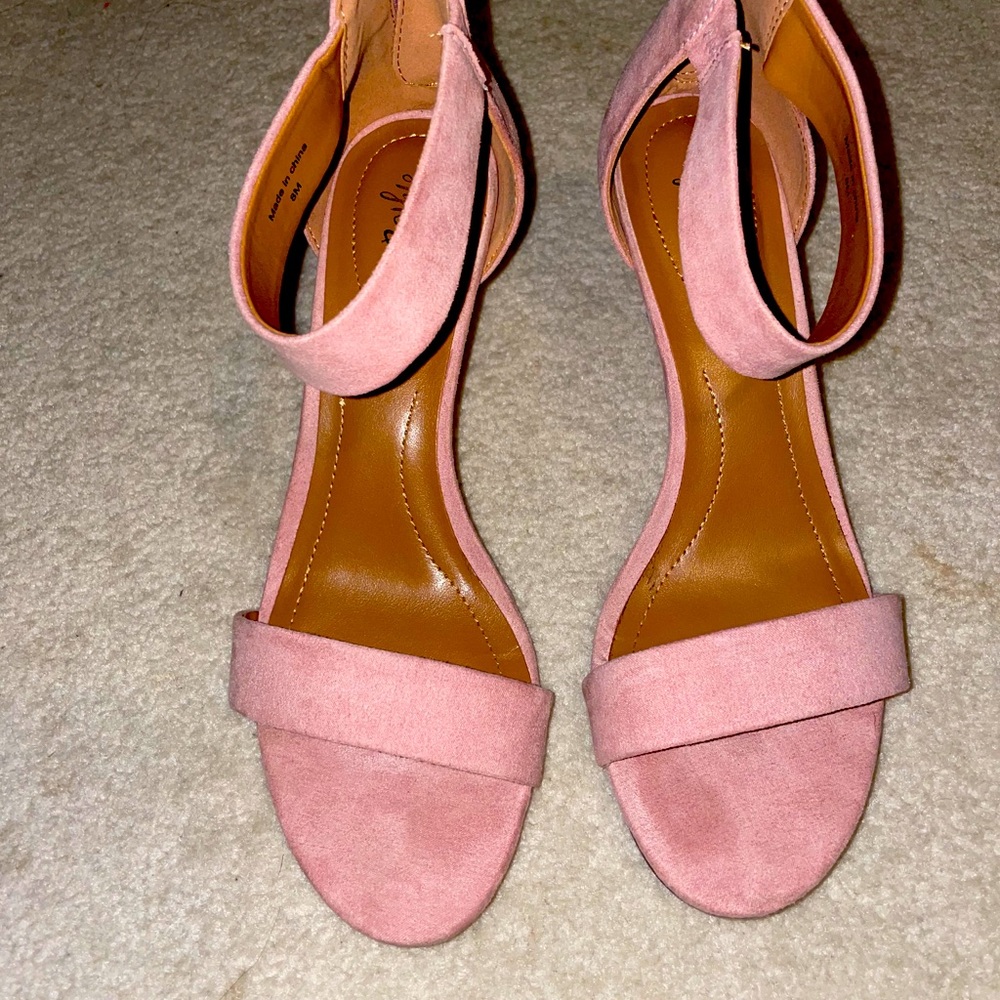 Pink suede 2 inch heels